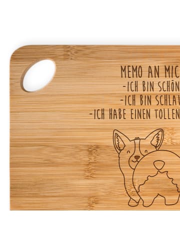 Mr. & Mrs. Panda Bambus - Schneidebrett Corgi Po mit Spruch in Braun