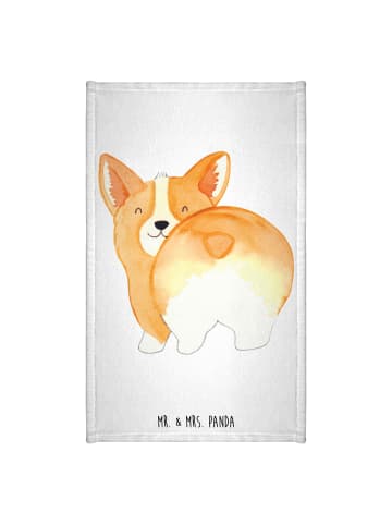 Mr. & Mrs. Panda Kleines Handtuch Corgi Po ohne Spruch in Weiß
