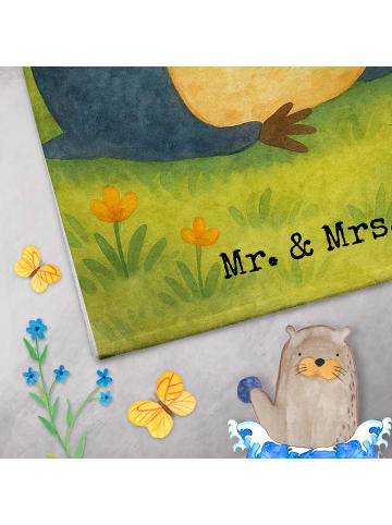 Mr. & Mrs. Panda Handtuch Pinguin Buch Design mit Spruch in Weiß