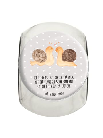 Mr. & Mrs. Panda Vorratsdose Schnecken Liebe mit Spruch in Grau Pastell