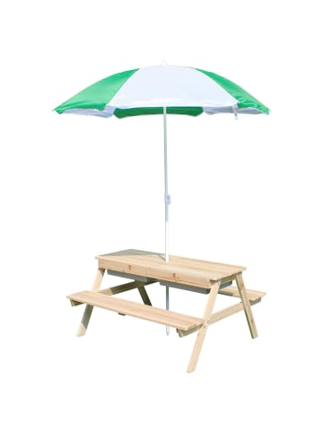 Coemo Kindersitzgruppe Edi mit Wasserbecken Sonnenschirm in natur