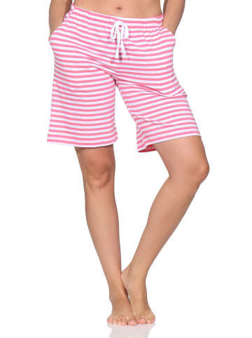 NORMANN Damen Shorty Schlafanzug Pyjama Hose kurz Mix & Match in pink