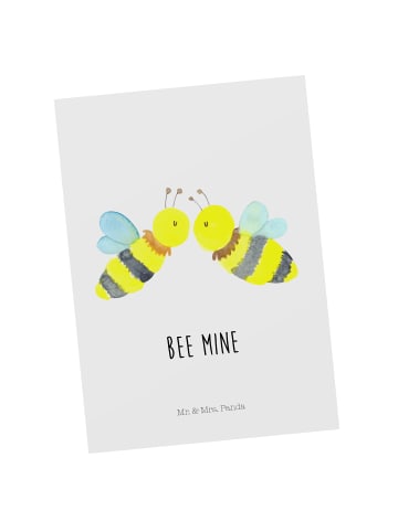 Mr. & Mrs. Panda Postkarte Biene Liebe mit Spruch in Weiß