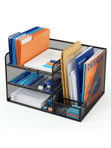 relaxdays Schreibtisch Organizer in Schwarz – (B)37 x (H)23,5 x (T)30,5 cm