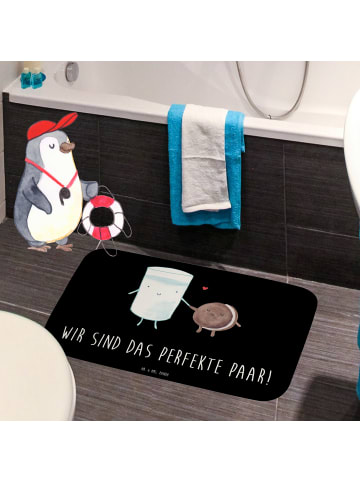 Mr. & Mrs. Panda Badezimmerteppich Milch Keks mit Spruch in Schwarz