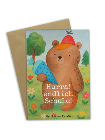 Mr. & Mrs. Panda Grußkarte Bär Schultüte Design mit Spruch in Weiß