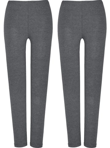 Erwin Müller Single-Jersey Leggings, lang 2er-Pack in grau meliert