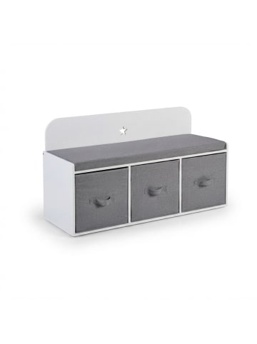 relaxdays Kinderbank in Weiß/ Grau - (B)99 x (H)54 x (T)35 cm