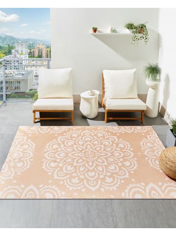 Beliani Outdoorteppich KARWAR in Beige/Weiß - (W) 160 x (L) 230 cm