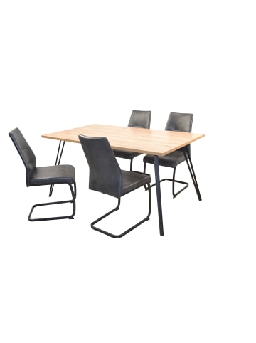 möbel-direkt Tischgruppe- 5teilig Cora in schwarz/Tischplatte Artisan-Eiche-Nachbildung