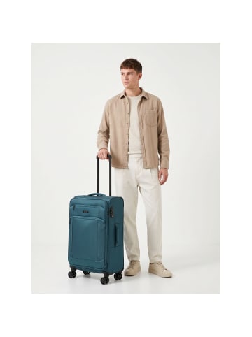 D&N Travel Line 9804 4 Rollen Trolley M 68 cm mit Dehnfalte petrol