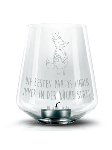Mr. & Mrs. Panda Gravur Teelicht Fuchs Koch mit Spruch in Transparent