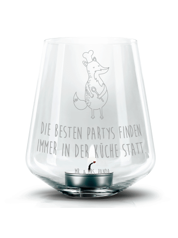 Mr. & Mrs. Panda Gravur Windlicht Fuchs Koch mit Spruch in Transparent