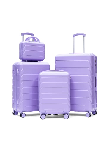 ABRIHOME Kofferset in Lila 4-teilig 14/20/24/28 Zoll ABS mit Zahlenschloss und Rollen