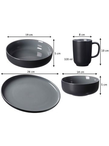 Ritzenhoff & Breker 32er Set XXL Kombiservice Jasper schwarz-grau in schwarz-grau