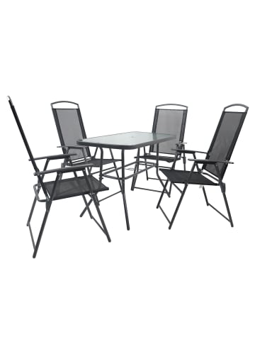 VCM  5-tlg Sitzgruppe Gartenmöbel Tisch Stühle Set 110 in Anthrazit