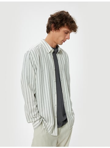 KOTON Shirt in Grau Gestreift