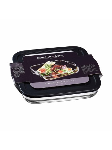 Ritzenhoff & Breker Auflaufform mit Frischhaltedeckel Cucina 3,2 Liter in schwarz