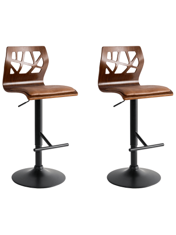 Beliani 2-tlg Drehhocker PETERSBURG in Braun/Schwarz