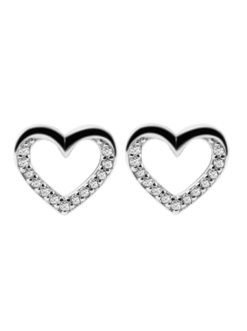 Adeliás Damen Ohrringe – Ohrstecker Herz aus 925 Silber mit Zirkonia in silber