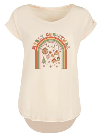 F4NT4STIC Long Cut T-Shirt Merry Weihnachten Cozy Vibes in Whitesand
