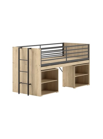 58 aufm Kessel HALBHOCHBETT 90x200 Keelia Eiche mit Schreibtisch Stauraum