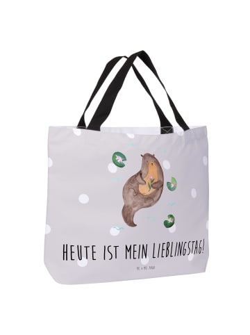 Mr. & Mrs. Panda Tasche Otter Seerose mit Spruch in Grau Pastell