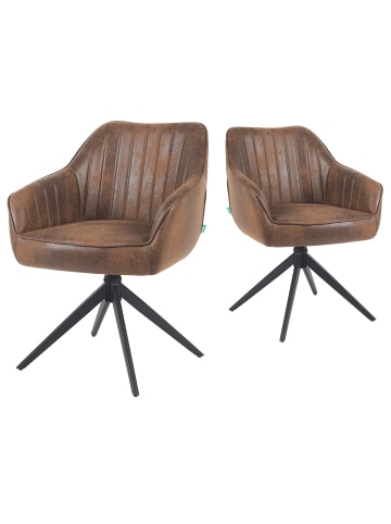DUBI Möbel 2er-Set: Drehstuhl Mika-Kian in Braun - (B)60 x (H)82 x  (T)61 cm