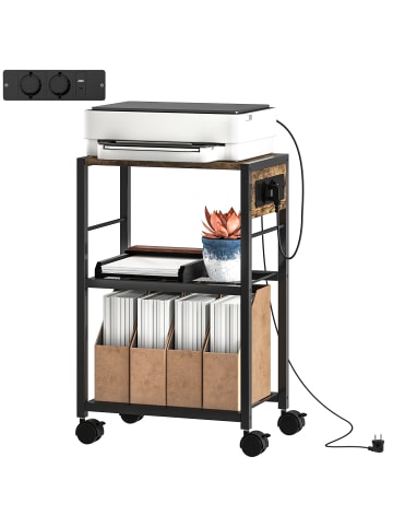 HOMCOM Druckerständer in Rustikal-Braun 42L x 28B x 64,5H cm