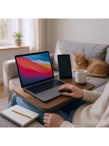 relaxdays Laptopkissen in Braun/ Grau - (B)46 x (H)5,5 x (T)35 cm