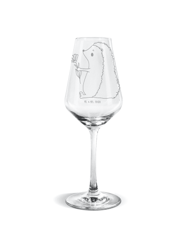 Mr. & Mrs. Panda Glas mit Gravur Igel Blumen ohne Spruch in Transparent