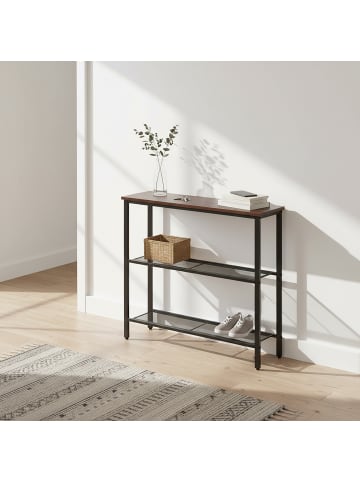 relaxdays Konsolentisch in Braun/ Schwarz - (B)800 x (H)75 x (T)23 cm