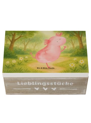 Mr. & Mrs. Panda Holzkiste Axolotl Tanzen Design ohne Spruch in Weiß