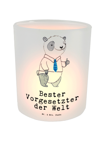 Mr. & Mrs. Panda Glas Teelicht Panda Bester Vorgesetzter der Wel... in Transparent