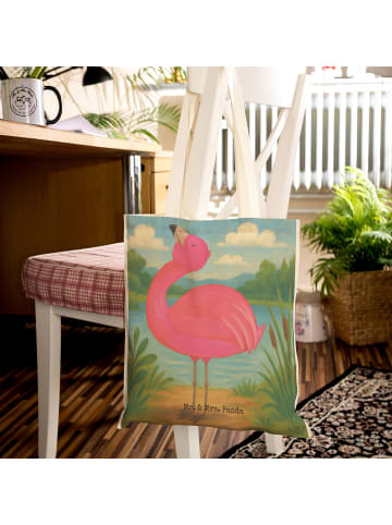 Mr. & Mrs. Panda Tasche Flamingo Stolz Design ohne Spruch in Weiß