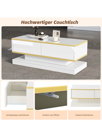 ABRIHOME Couchtisch Sofatisch mit 2 großen Schubladen, 100*50*38cm