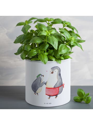Mr. & Mrs. Panda Pflanzenkübel groß Pinguin mit Kind ohne Spruch in Weiß