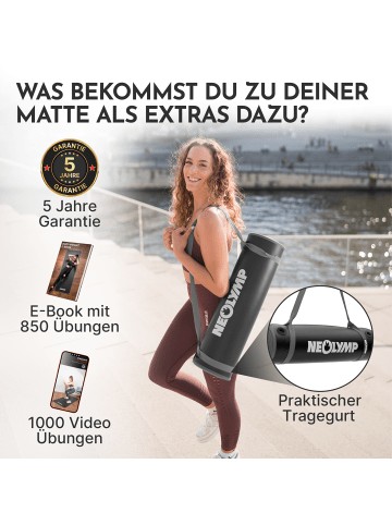 Neolymp Fitnessmatte "FML210" in Schwarz, 183x61 cm