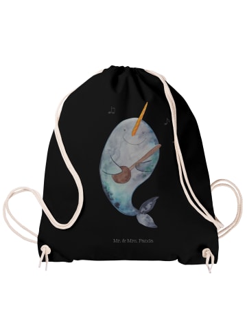 Mr. & Mrs. Panda Turnbeutel Narwal Gitarre ohne Spruch in Schwarz