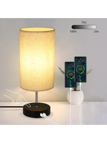 ZMH Tischleuchte in schwarz 1-flammige E27 rund Touch Dimmbar