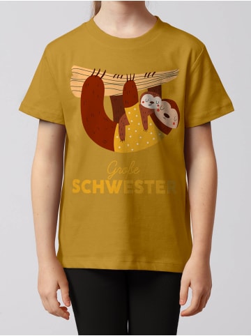 wat? Apparel T-Shirt Faultier Große Schwester in Ocker