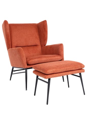 MCW Lounge-Sessel L62 mit Ottomane, Terracotta-braun