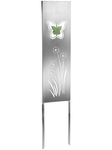 kobolo Gartendekoration BUTTERFLY120 in Silber