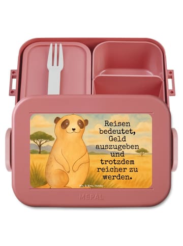 Mr. & Mrs. Panda MEPAL Bentobox Erdmännchen Design mit Spruch in Rot Pastell