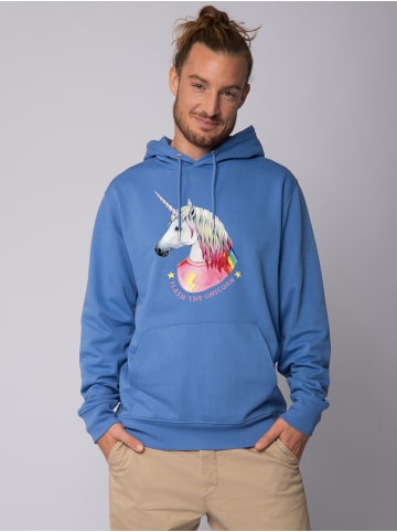 wat? Apparel Sweatshirt Flash, the unicorn in Bright Blue