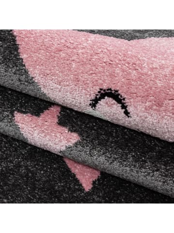 KADIMA DESIGN Teppich Kinder Sterne Polypropylen saugroboter Kurzflor Kinderzimmer in Pink