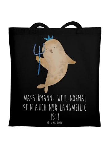 Mr. & Mrs. Panda Umhängetasche Wassermann Unikat mit Spruch in Schwarz