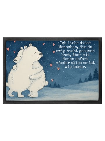 Mr. & Mrs. Panda Fußabtreter Eisbär Umarmen Design mit Spruch in Weiß