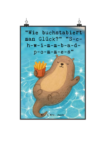 Mr. & Mrs. Panda Poster Otter Schwimmbad Pommes Design mit Spruch in Weiß