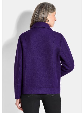 GOLDNER Elegante Wolljacke mit Hemdkragen in lila / gemustert